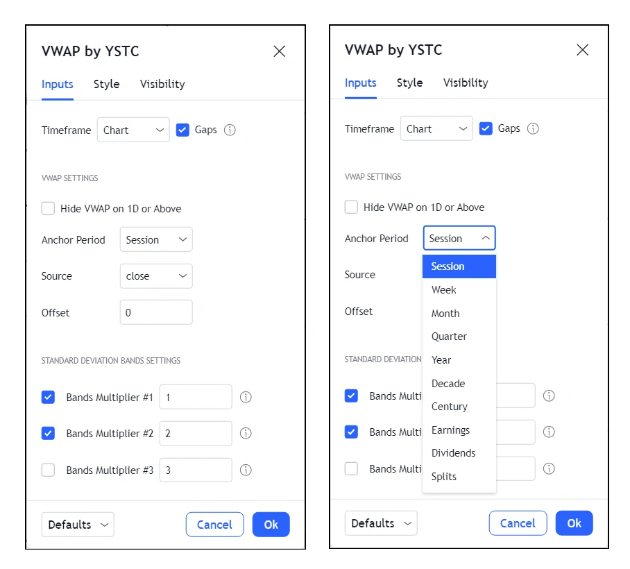 VWAP-Settings